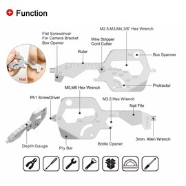 20-in-1 Pocket Multi-Tool Gift Set – EDC Kit for Men, Dad, Husband – Perfect for Travel, Home, Bike, Gadgets, Emergencies – Great Gift for Father’s Day, Valentine’s, Birthday, Xmas. (STAINLESS STEEL)