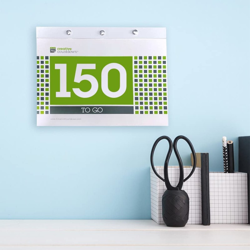 100 & 150 day Green Square Tear Off Countdown Calendar