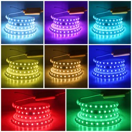 Wisada RGB LED Strip, 4 m 220 V SMD5050 60LEDs/m Flexible Colourful Strips, Multi-Colour Changing LED Light Strip Light Strip with 24 Button Remote Control & 1000 W RGB Waterproof Controller for