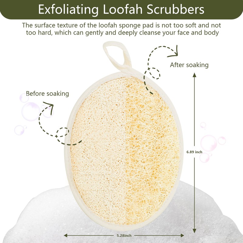Egyptian Natural Loofah Sponge for Body Back Face Scrub, 100%