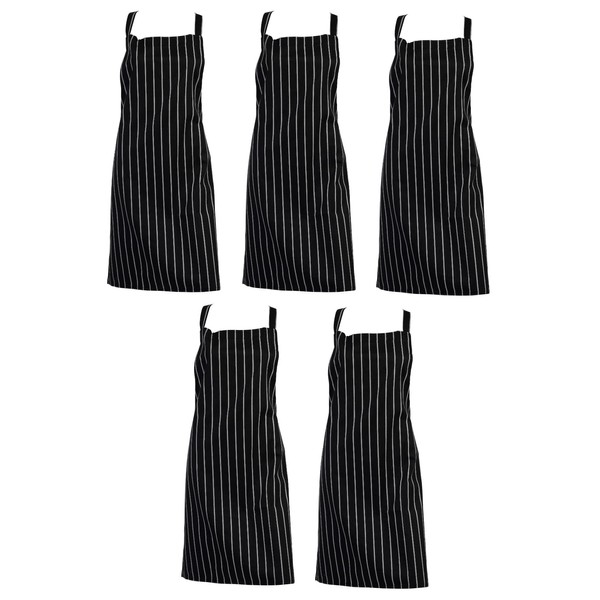 Zukeo Chef Pack of 5 Professional Woven Stripe Cotton Butchers