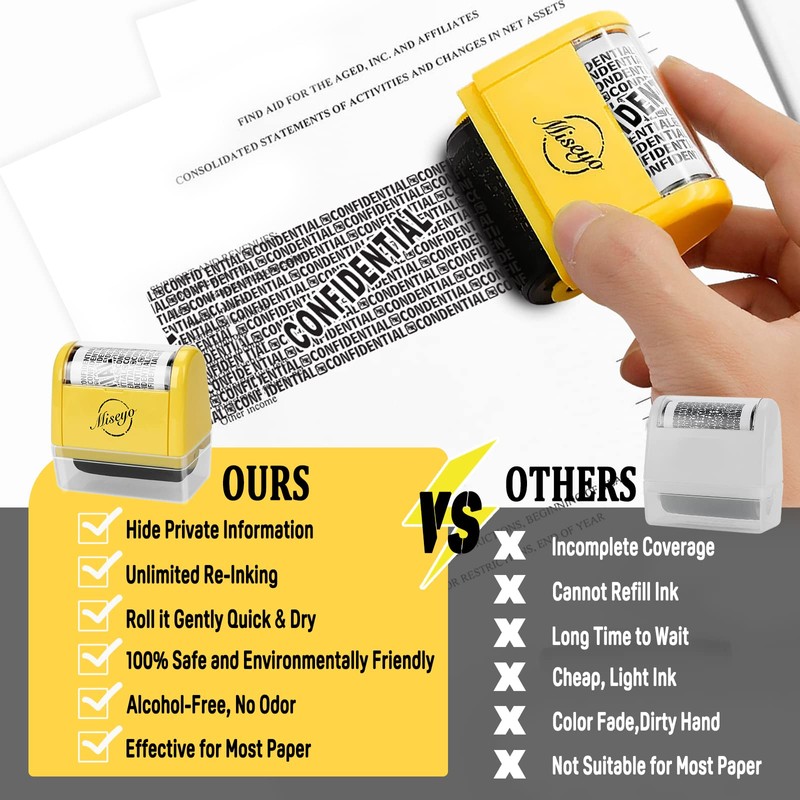 Miseyo Wide Roller Stamp Identity Theft Stamp 1.5 Inch Perfect