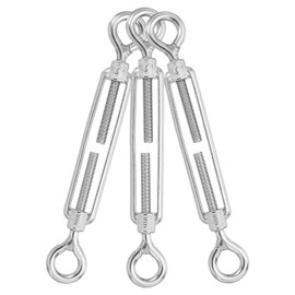 MECCANIXITY M6 Eye and Eye Turnbuckles for Cable Wire Rope Tension, 304 Stainless Steel Turnbuckle Adjustable for Shade Sail String Light Hanging Pack of 3