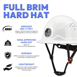 LOHASWORK Full Brim Hard Hat, OSHA Approved Hardhat, Casco De Construccion
