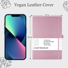 2-Pack Pocket Notebook, Lined Journal Notebook, 320 Pages, Small Notebook, 3.7 inches x 5.7 inches, A6 Hardcover, with Pen Holder, 100 gsm Thick Paper (Lavender)