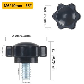 KINDPMA Pack of 12 Star Handle Screws Thumb Screw M6 x 10 mm Star Shape Plastic Clamping Head Screws with Handle, Star Head Screw for Machine Tools, Mechanical Devices, Furniture Decoration