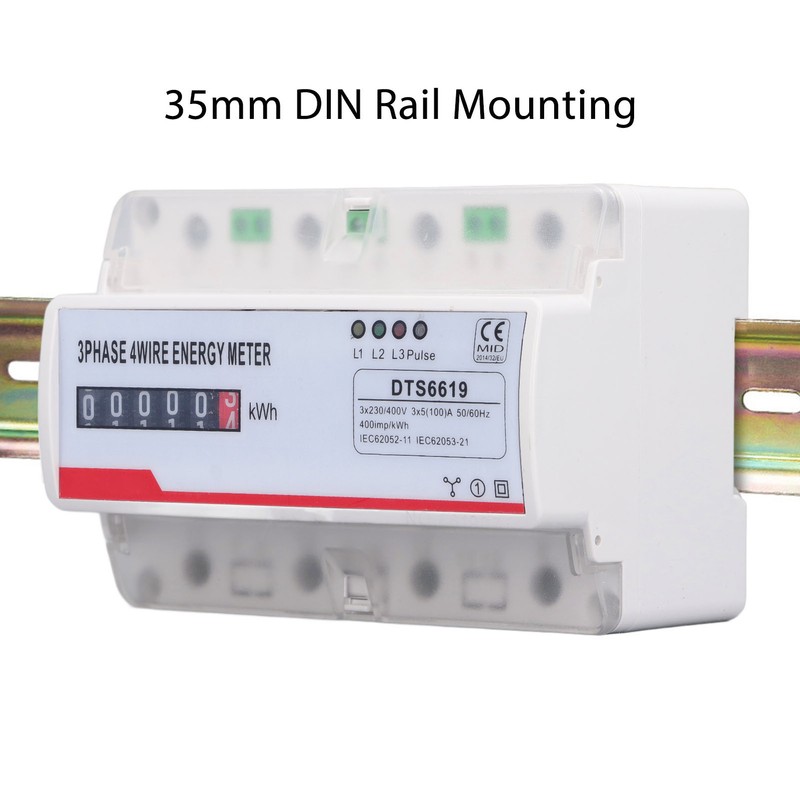 Power Consumption Meter 3 Phase 4 Wires 35mm Rail Mounting