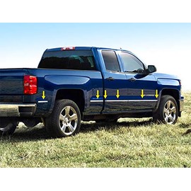 Tyger Auto Made in USA! Compatible with 2014-2018 GMC Sierra Double Cab 6.8' Bed Body Side Molding Trim Below Body Line 1 1/4'' Wide 12PC Overlay