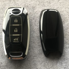 [Kinotaka] New Nissan Dedicated Design TPU Smart Key Case, Light EV, Sakura, Aria, New Model X-Trail, 2022, Leather Key Cover, Accessory Parts (Black (3 Buttons)), Black (3 Buttons)