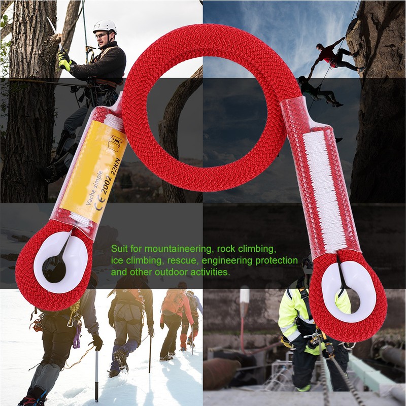 60/120/150cm Outdoor Survival Climbing Safety Rope with Ring Bearing(Red 150cm)