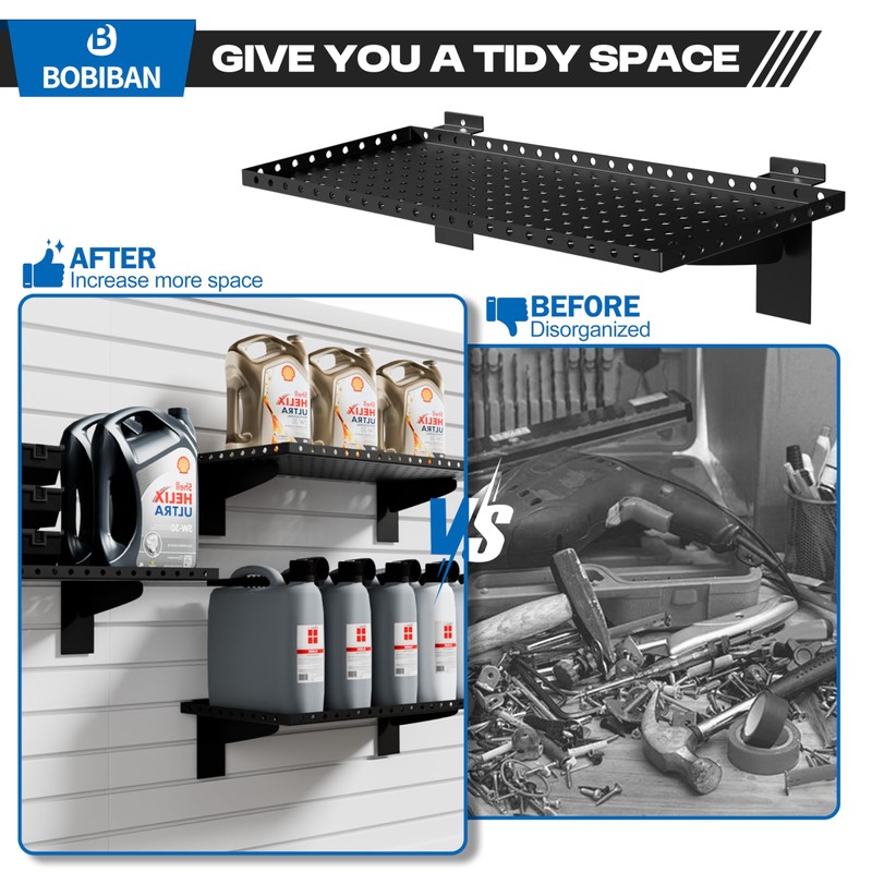 BOBIBAN 4 Pack Slatwall Shelves, Heavy Duty Metal Slat Wall