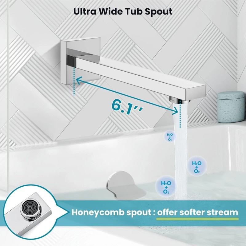 Senlesen Chrome Shower Faucet Set 12" Rainfall Head Combo Kit