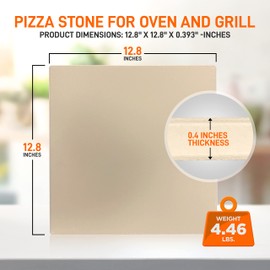 NutriChefKitchen Baking Stone for Pizza - 12.8” x 12.8” Durable and Safe Cooking Stone for BBQ Grill and Oven, Thermal Shock Resistant Grilling Stone, For Pies, Pastry & Bread