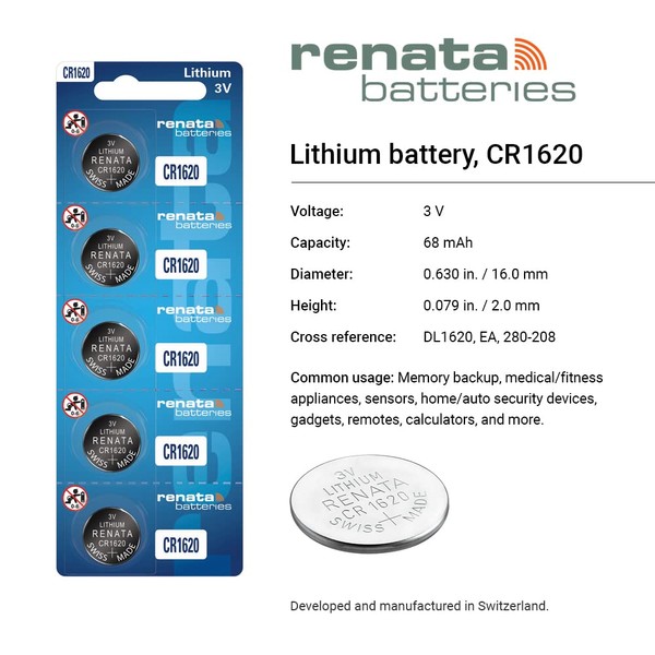 CR1620 Renata 3 Volt Lithium Coin Cell Battery (1)