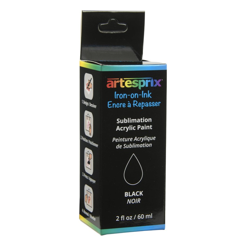 Artesprix Iron-on-Ink Sublimation Acrylic Paint, Black, 2 Fl Oz