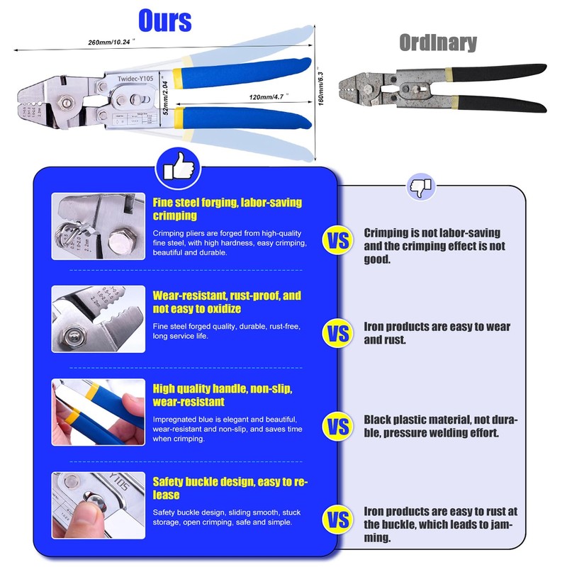 Twidec/Wire Rope Crimping Tool Kit Up To 2.2mm Swaging Tool