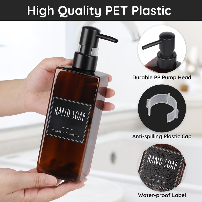 Segbeauty Bathroom & Kitchen Soap Dispenser, 4 Pack Reusable 16.9oz