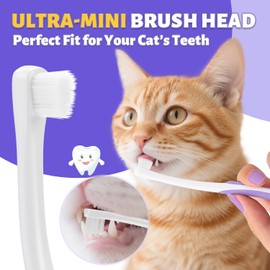 VVHOMIFE Cat Toothbrush for Kitten Teeth Cleaning – Soft Bristle Cat Dental Brush Set with Compact Head – Gentle Oral Care Tool for Daily Brushing Routine, Loved by Vets and Fur Babies