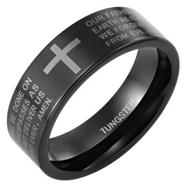 Willis Judd Mens Ring With The Lords Prayer Tungsten 8mm In Velvet Ring Box Size W