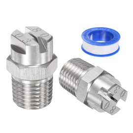 M METERXITY 2-Pack Flat Fan Spray Tip, 80 Degree 1/4BSPT Male Stainless Steel Pressure Washer Nozzles Cleaner Nozzle Replacement W Sealing Tape for Water Guns (1.1mm Orifice)