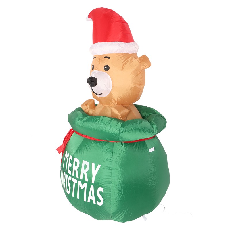 1.5m Christmas Inflatable Lovely Bear in Gift Bag with LED