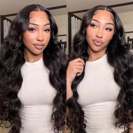 13x4 Lace Front Wigs Human Hair 180% Density Body Wave Lace Front Wigs Human Hair Pre Plucked Body Wave Curly Wig for Black Women Natural Hairline Beginner Friendly 24 Inch