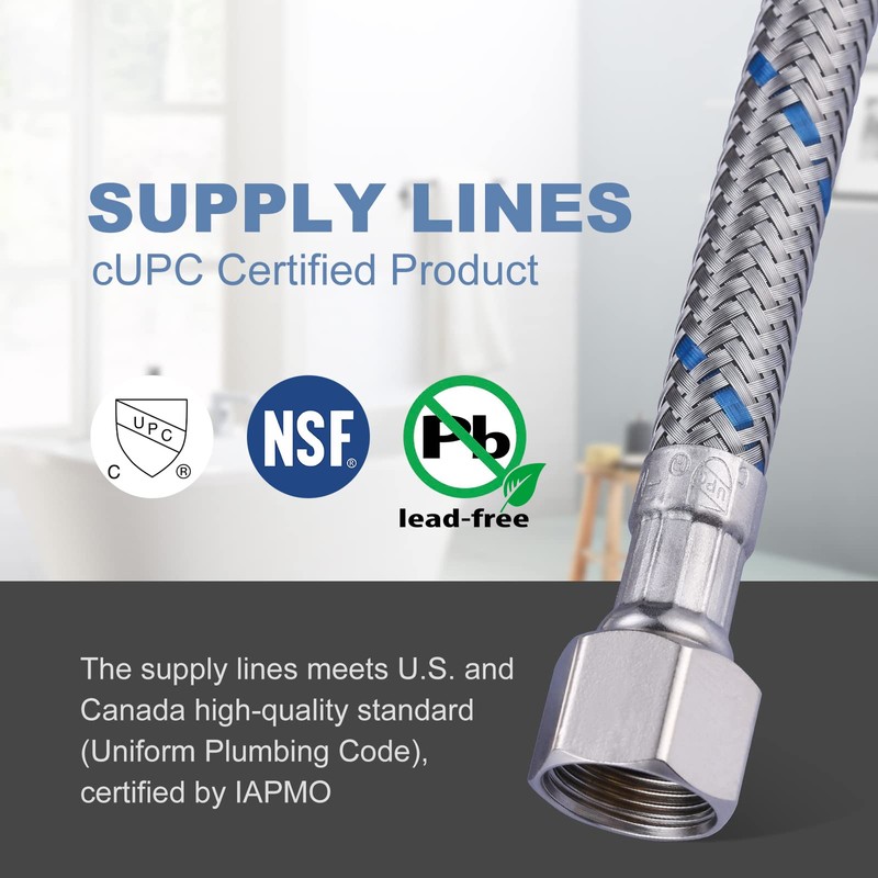 Faucet Supply Lines 3/8" to 3/8" Female Compression Thread 1