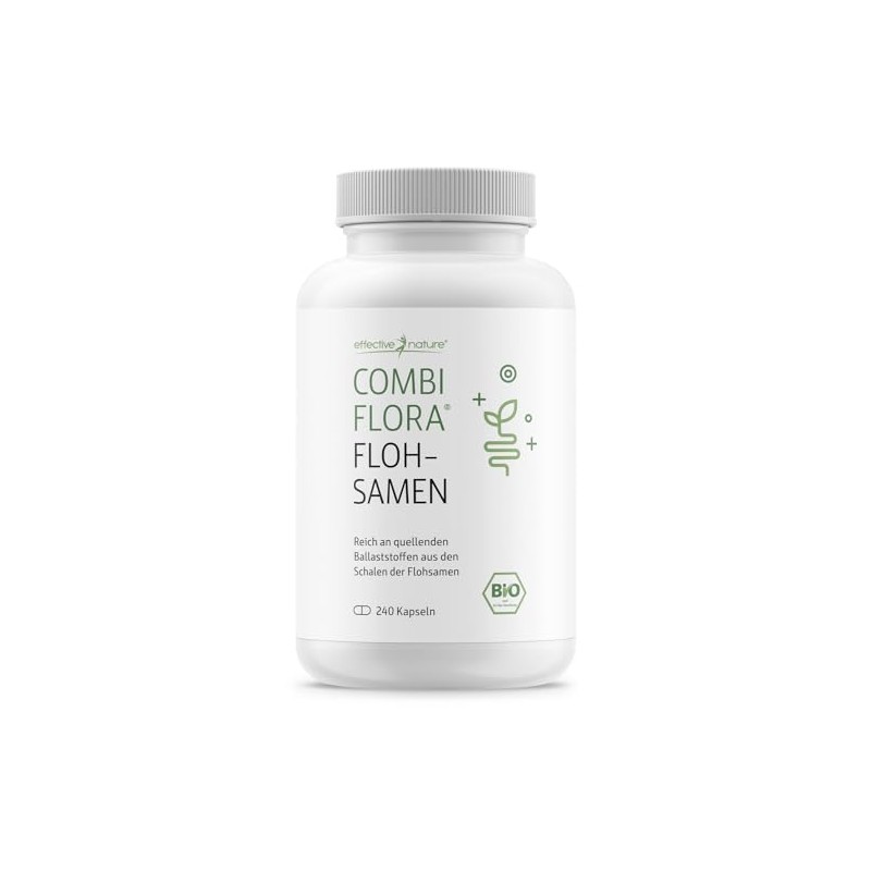 Organic Psyllium Husks - 240 Capsules - 3600 mg Psyllium