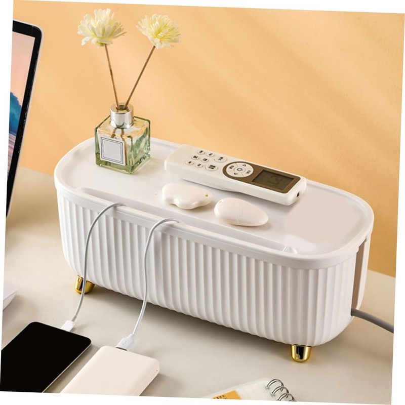 OSALADI Cable Management Box with Lid Stylish Storage for Cords