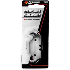 Performance Tool W756 Utility Knife Hook Blade, 5 Piece
