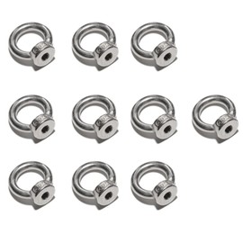 HOUSON 10pcs M8 Ring Nut，304 Stainless Steel Eye Nut Ring Round Eye Bolt Ring Bolt Rustproof for Roll of Fastening and Hanging(M8 Ring Nut)