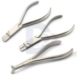Set Of 3 Dental Pliers Orthodontic Hammer Head Niti Cinch Tie Back Bending Arch Wire Lingual Loop Adjusting Forming Tools
