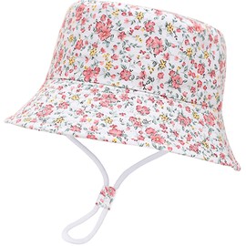 XYIYI Unisex Baby Toddler Sun Hat Children for 1-8 Years Boys Girls, Small pink flower, Ages 4 - 8