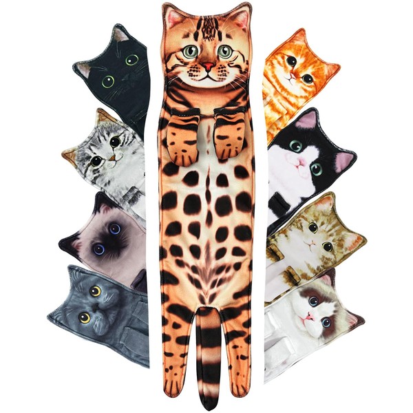 Openhahaha Cat Hand Towels for Bathroom,Funny Cat Kitchen Towels Decorative