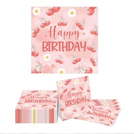 Kotkiddy 20 Cherry Bow Napkins - Cherry Bow Theme Birthday Party Decoration Disposable Summer Fruit Napkins Berry First Birthday Party Supplies Party 6.5" Pink
