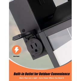 19" Outdoor Light Fixture with Outlet, Large Exterior Lighting Fixtures, Modern Outdoor Wall Light Black Outside Lights for House Wall Mount Waterproof Wall Sconce Lamp for Patio Front Door Garage