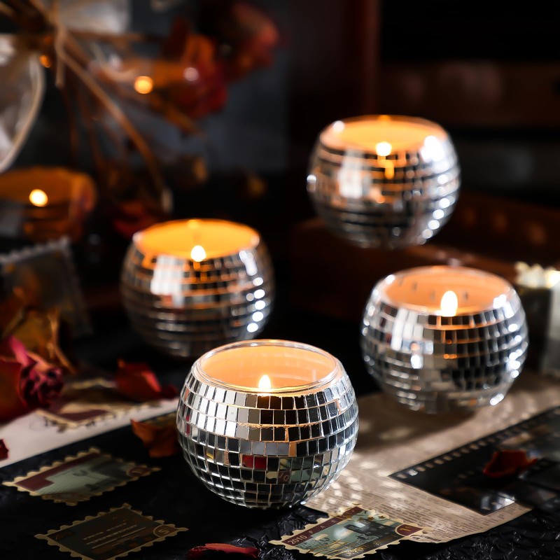 Maxcheck 24 Pcs Disco Ball Candle Holders Bulk Wedding Decoration