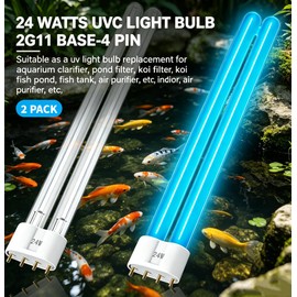 MEANYU 2 Pack 24 Watts UV Light Bulbs, 12.7" 2G11 Base-4 Pin UVC Light Bulb Replacement for Pond Clarifier, Aquarium Clarifier, Koi Fish Pond, Fish Tank, Air Purifier