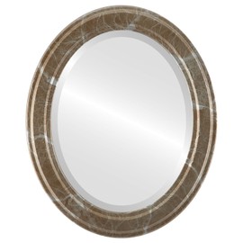 OVALCREST Oval Beveled Wall Mirror for Home Decor - Wright Style - Champagne Silver - 26x32 Outside Dimensions