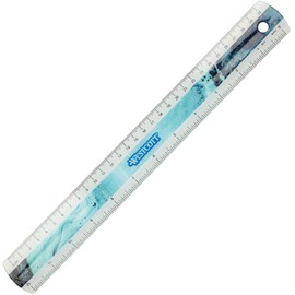 Westcott E-13300 Blue Plastic Ruler in Pouring Art and Marble Look, 30 cm, 12 Inches, Turquoise