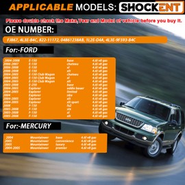 SHOCKENT FJ867 Upgraded 4-hole 4.6L Fuel injectors Fit for:-Ford E150 2004-2008, Explorer 2004-2005, F150 2005-2008; Fit for:-Mercury Mountaineer 2004-2005 - 8Pcs| Replace:04861238AB, 1L2E-D4A