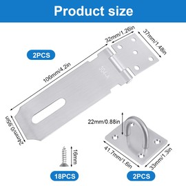 Flintronic 2 Pack Door Padlock Hasp, 4 Inch Heavy Duty Hasp and Staple, Stainless Steel Shed Door Latch with Screws, Door Clasp Gate Lock Latch for Cabinet, Pet Cage, Window (Silver)
