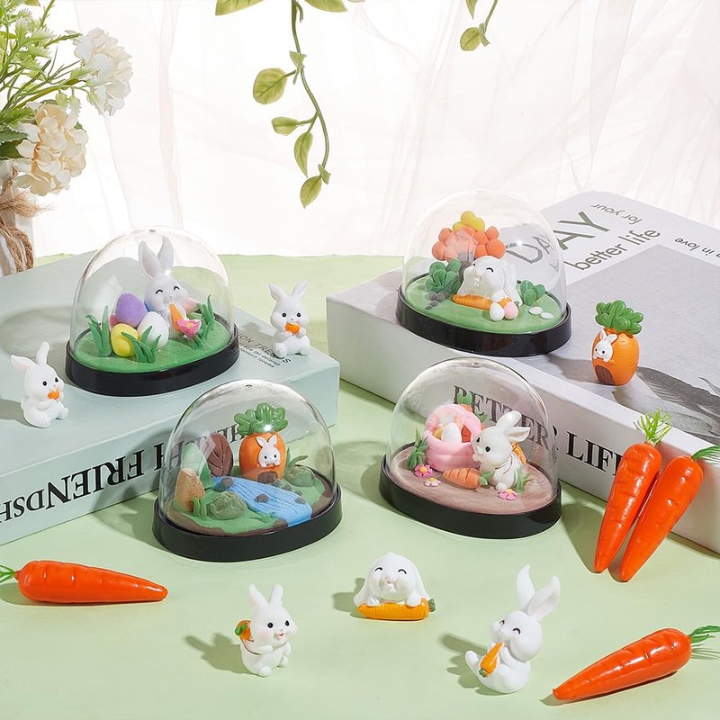 WEBEEDY 4 Sets DIY Easter Rabbit Snow Globe Making Kit