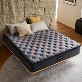 Nuudott Twin Mattress 12 Inch Pillow Top Hybrid Twin Mattress, Medium Firm Pocket Spring Mattress with Pressure Relief, Mattress in a Bag for Bedroom, Kids’ Room, Dorm, Bunk Beds, Guest Room