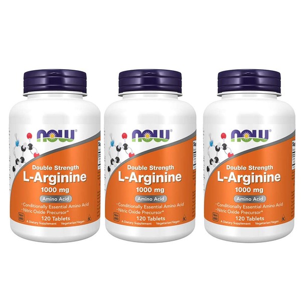 Now Foods L-Arginine 1000mg, 120 Tablets (Pack of 3)