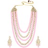 Aheli Kundan Pearl Long Multi Layered Collar Pendientes Set Joyería