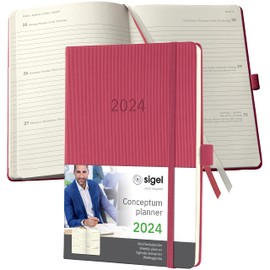 SIGEL C2470 Conceptum Weekly planner 2024, approx. A5, Red, hardcover, 2 pages equal to 1 week, 192 pages