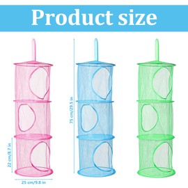 Fahibin 3pcs Teddy Storage Hanging Mesh, Toy Storage Hanging Bag,Foldable 3 Tier Hanging Storage Organizer,for Plush Animals Storage