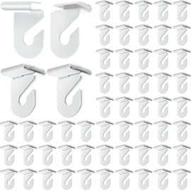 Vicenpal 100 Pair Drop Ceiling Hooks Bulk for Classrooms Hanging, Metal Suspended Track Tile Hooks Aluminum White Heavy Duty T Bar Clips, Hold up to 20 Lbs for School Offices Plants Decorations