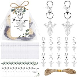 Metacipher 30 Set Funeral Favors for Guests White Angel Keychains Bulk